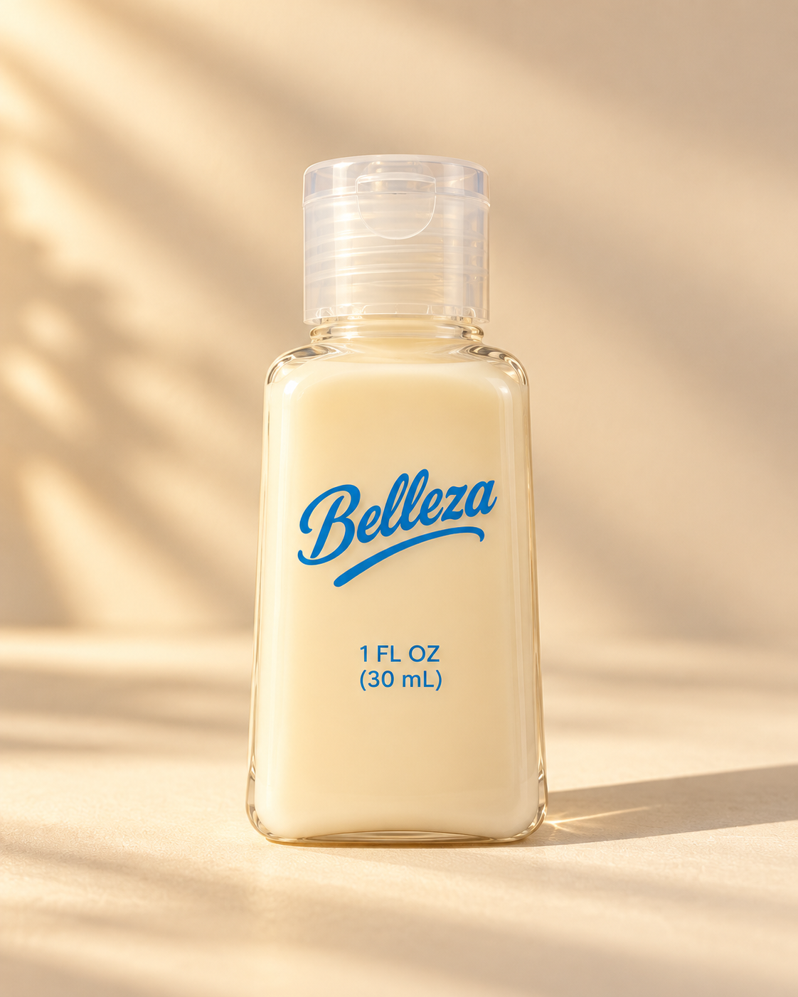 Golden Hour 1 oz 30 mL bottle with Belleza logo on warm ivory